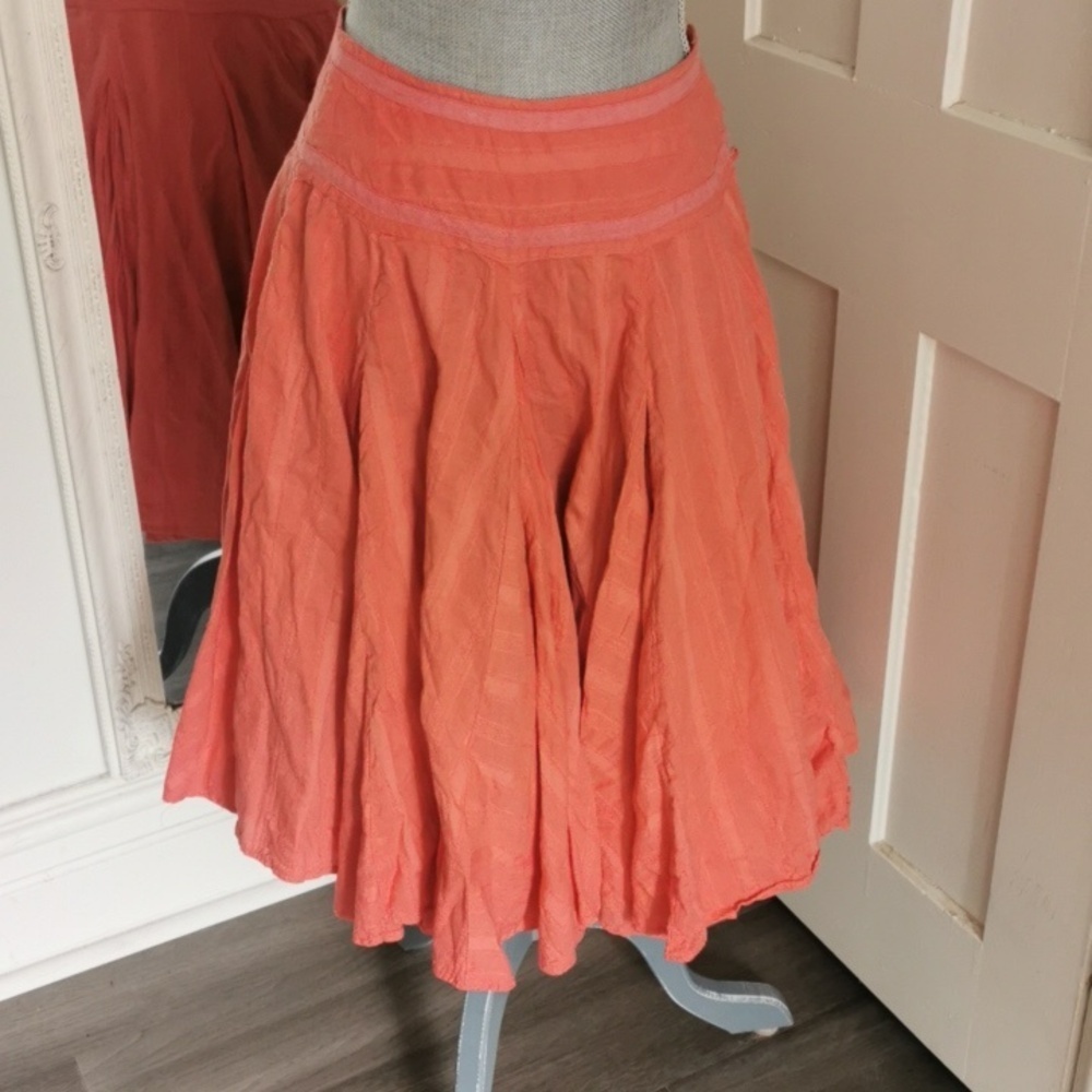 Naughty Swing Coral Color Retro Boho Flare Skirt. Size O